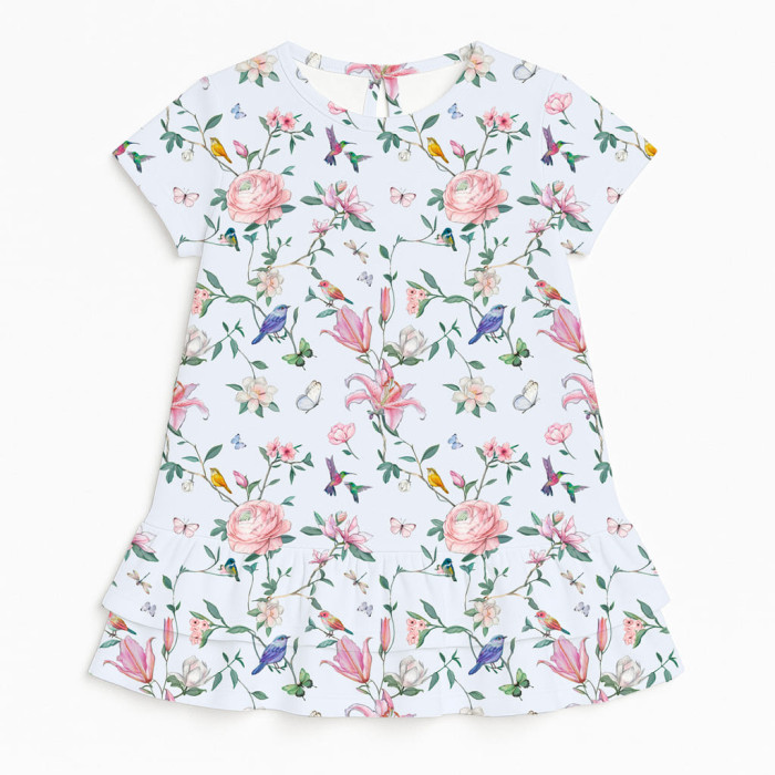 Сукня  з коротким рукавом і оборкою з бавовни Supima DR002 Lilly Print