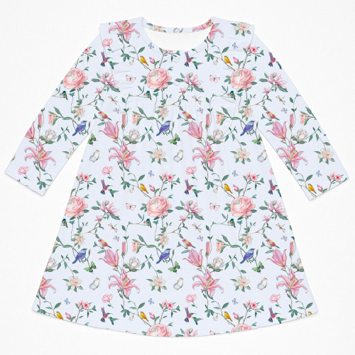 Чарівна нічна сукня з рюшами та довгим рукавом з бавовни Supima DR016 Lilly Print