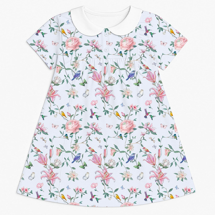 Сукня  з коротким рукавом і оборкою i комірцем з бавовни Supima DR018CL Lilly Print