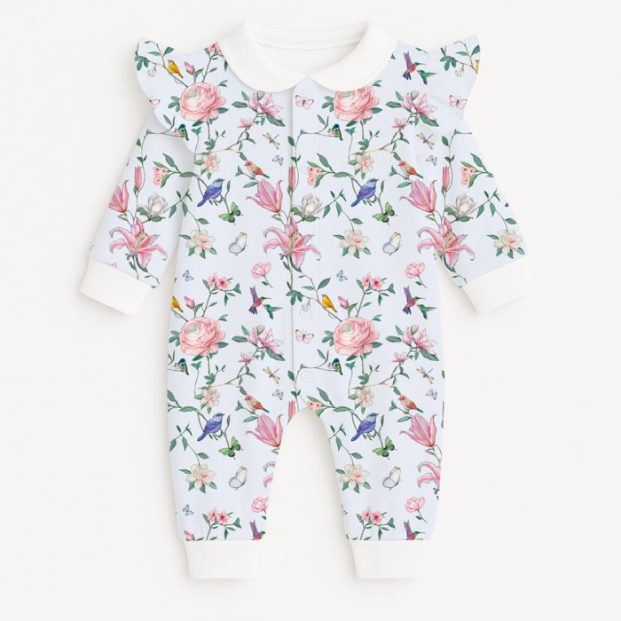 Ромпер з довгим рукавом з комiрцем i рюшками  K070CL Lilly Print