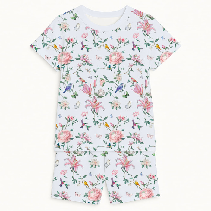 Комфортний комплект із органічного піма котону з коротким рукавом PJ005 Lilly Print