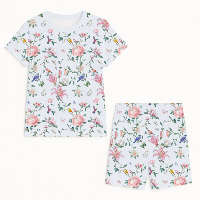 Комфортний комплект із органічного піма котону з коротким рукавом PJ005 Lilly Print