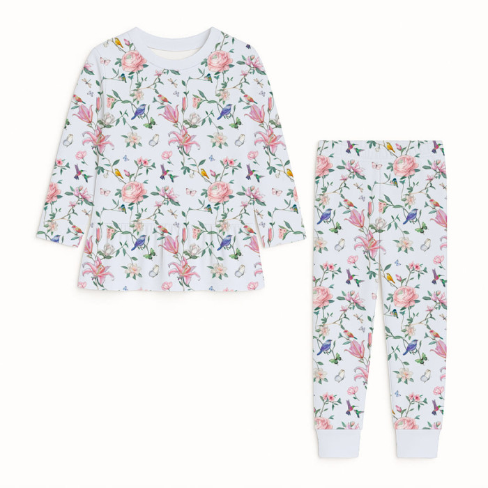 Піжама для дівчаток з бавовни Supima з довгим рукавом — модель PJ009 Lilly Print