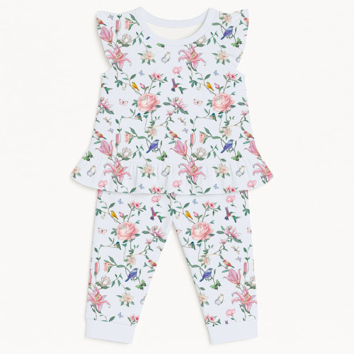 Хлопковая пижама для девочек с рюшами из хлопка Supima – PJ012 Lilly Print