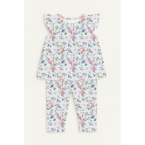 Піжама з кокеткою для дівчинки зі 100% органічної бавовни Pima PJ015 Lilly Print