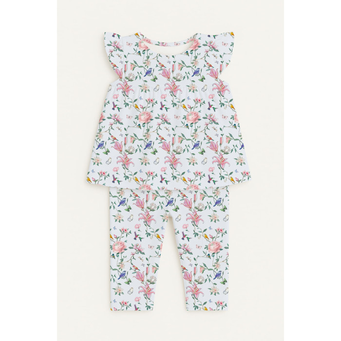 Піжама з кокеткою для дівчинки зі 100% органічної бавовни Pima PJ015 Lilly Print
