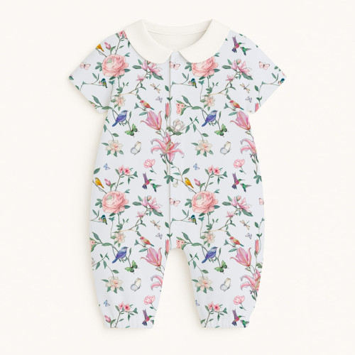 Довгий пісочник із рукавами з бавовни з комiрцем Supima R017CL Lilly Print