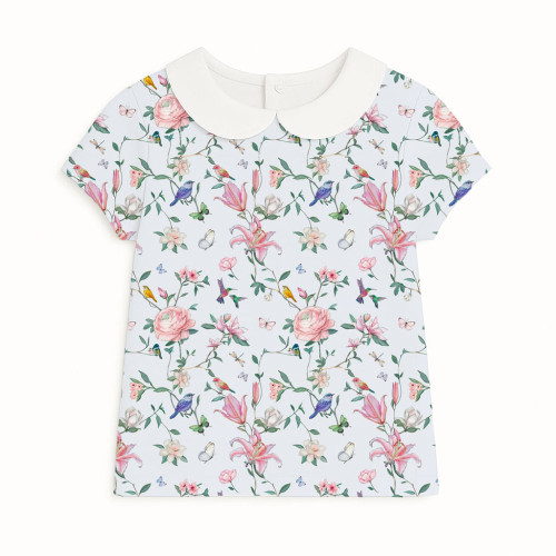 Футболка з коротким рукавом для хлопчиків та дівчаток з комiрцем TSH001CL Lilly Print