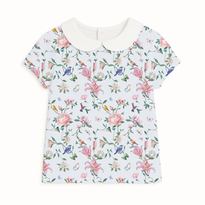 Футболка з коротким рукавом для хлопчиків та дівчаток з комiрцем TSH001CL Lilly Print