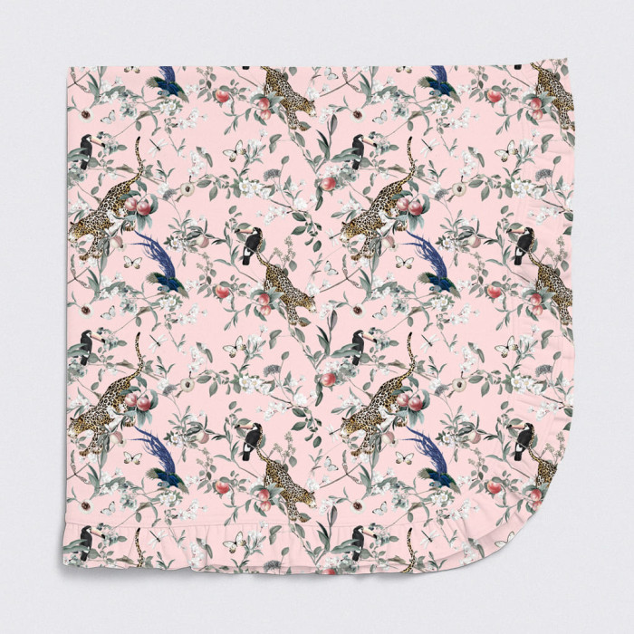 Двошарова дитяча ковдра з рюшей BL002  Pink Jaguar