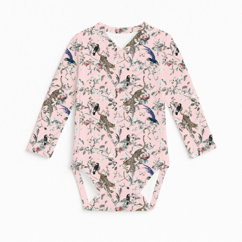 Боди  Kimono с длинным рукавом для малышей BLS004  Pink Jaguar