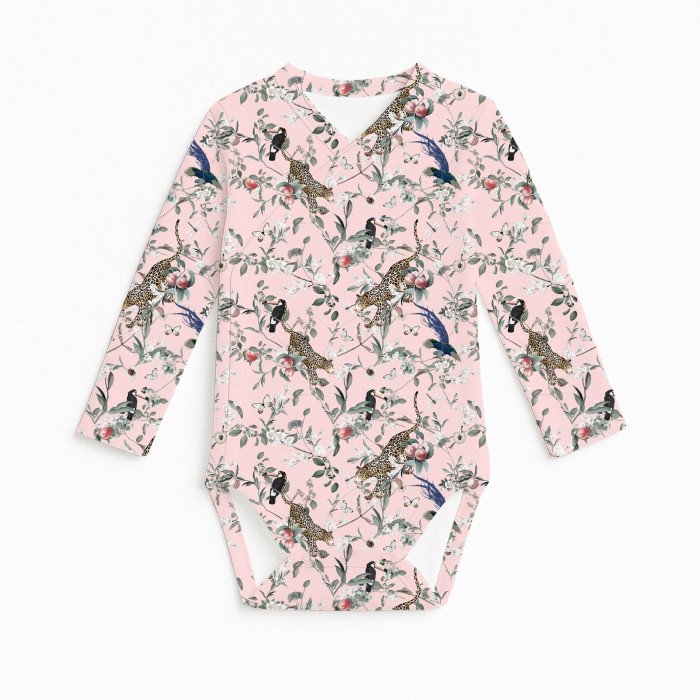 Боді Kimono з довгим рукавом для немовлят BLS004 Pink Jaguar