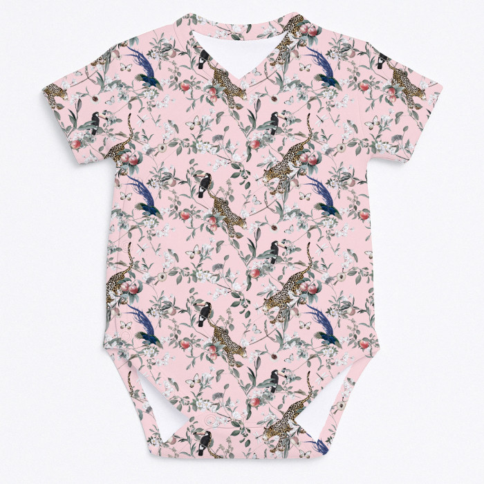 Боді Kimono з кортким рукавом для немовлят BSHL004  Pink Jaguar