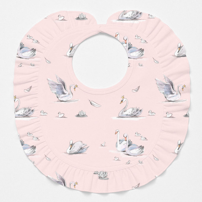 Слюнявчик з обробкою рюшкой BIB006 Swan