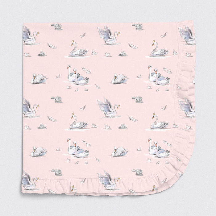 Двошарова дитяча ковдра з рюшей BL002 Swan