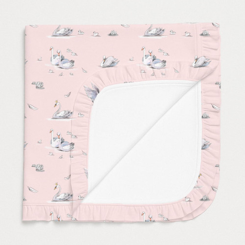 Двухслойное одеяльце-пеленка с рюшей для малышей BL002 Swan