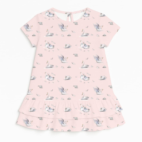 Платье с коротким рукавом и оборкой из хлопка Supima DR002 Swan
