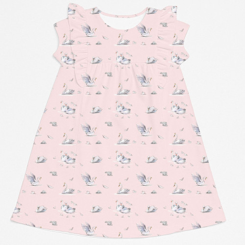 Платье с коротким рукавом и оборкой из хлопка Supima DR018 Swan