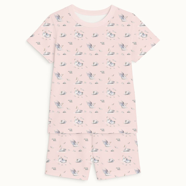 Комфортный комплект из органического Pima коттона с коротким рукавом PJ005 Swan