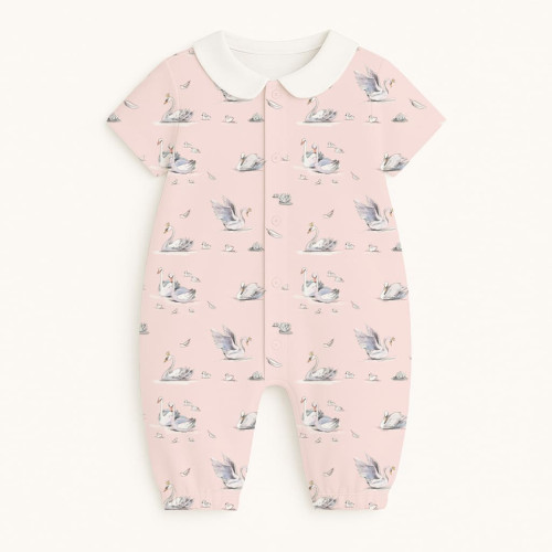 Длинный песочник с рукавами и воротником из хлопка Supima R017 Swan