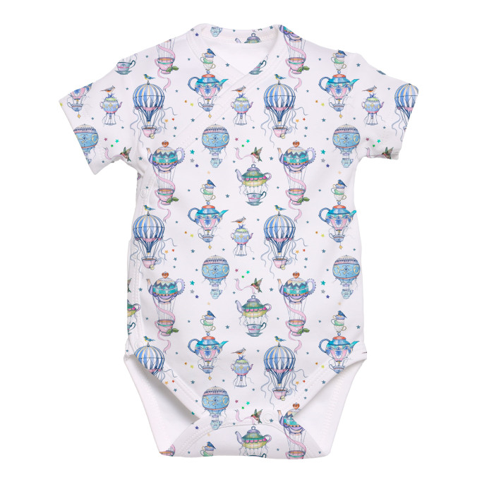 Боді Kimono з кортким рукавом для немовлят BSHL004  Time for tea