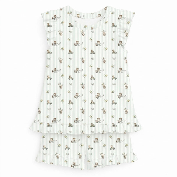 Коротка піжама для дівчаток  з рюшами  із бавовни Supima PJ007 OLIVER
