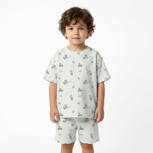 Комфортный комплект OVERSIZE из органического Pima коттона с коротким рукавом PJ006 OLIVER