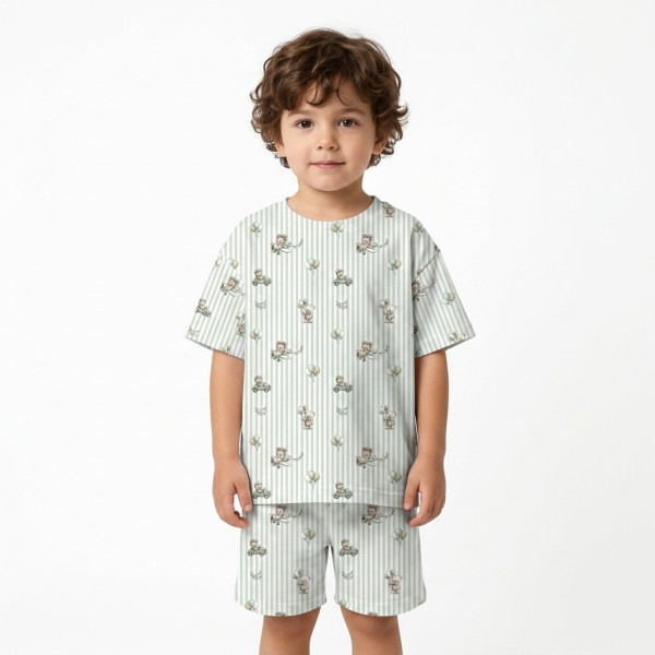 Комфортний комплект іOVERSIZE з органічного піма котону з коротким рукавом PJ006 OLIVER