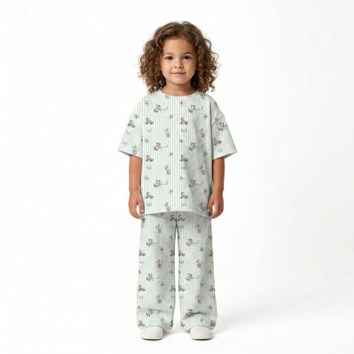Детский сет с футболкой оверсайз и брючками палаццо  PJ030 100% Pima Cotton