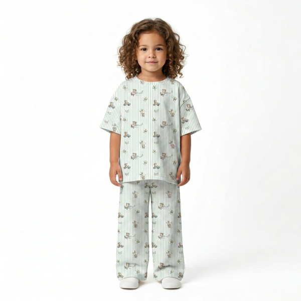 Дитячий сет з футболкою oversize та штанами палаццо PJ030 100% Pima Cotton