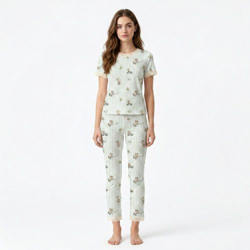 Элегантный комплект с футболкой и прямыми брюками  100% Supima Cotton PW104 OLIVER