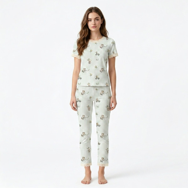 Елегантний комплект з футболкою та прямими штанами  100% Supima Cotton PW104 · OLIVER