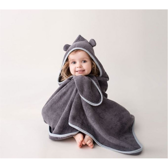 Рушник бамбуковий LULLALOVE Kids Gray 130x65 см з вушками