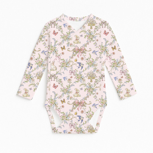 Боді Kimono з довгим рукавом для немовлят BLS004 PETAL
