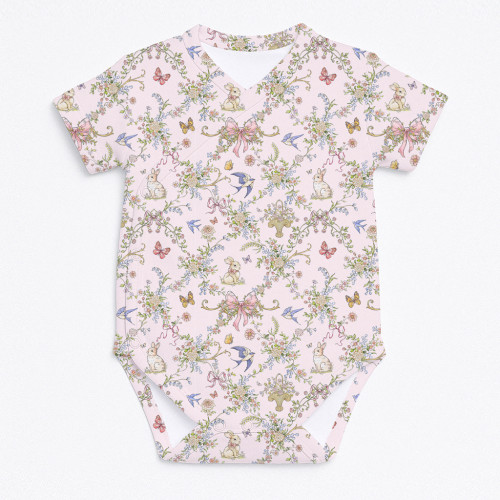 Боді Kimono з кортким рукавом для немовлят BSHL004  PETAL