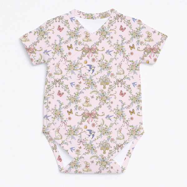 Боді Kimono з кортким рукавом для немовлят BSHL004  PETAL