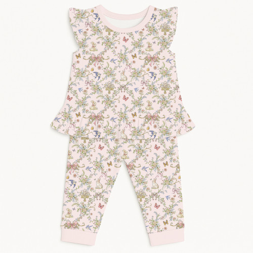Хлопковая пижама для девочек с рюшами из хлопка Supima – PJ012 PETAL
