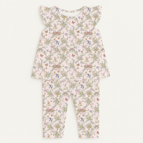 Пижама с кокеткой для девочки из 100% органического хлопка Pima PJ015 PETAL