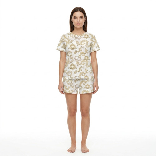 Доросла піжама з коротким рукавом та подовженими шортами  PW105 · ROYAL BLUSH BEIGE