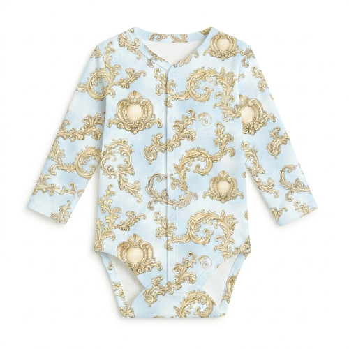 Боди Передняя застежка с длинным рукавом для малышей BLS005  ROYAL BLUSH BLUE