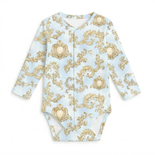 Боді Передня застібка з довгим рукавом для немовлят BLS005  ROYAL BLUSH BLUE