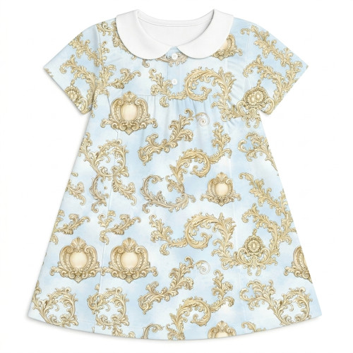 Сукня  з коротким рукавом і оборкою i комірцем з бавовни Supima DR018CL ROYAL BLUSH BLUE