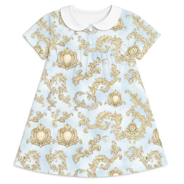 Сукня  з коротким рукавом і оборкою i комірцем з бавовни Supima DR018CL ROYAL BLUSH BLUE