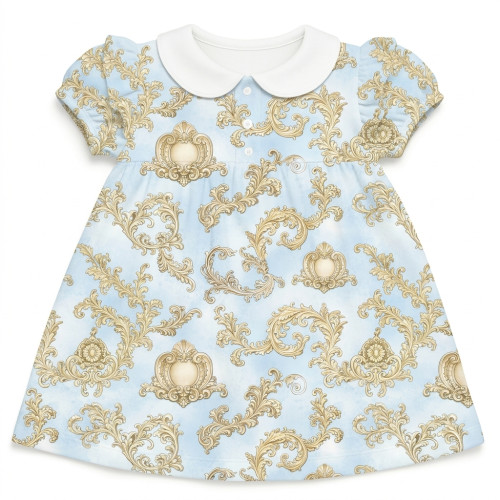 Платье с коротким рукавом и оборкой из хлопка Supima DR019CL ROYAL BLUSH BLUE