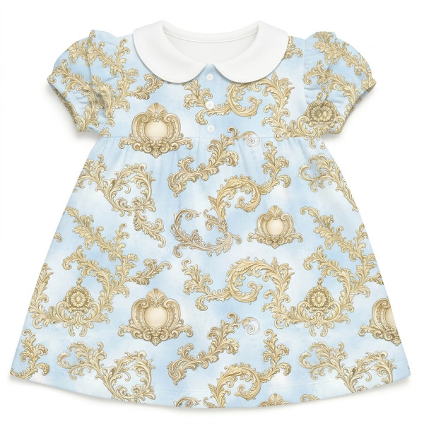 Сукня  з коротким рукавом і оборкою з бавовни Supima DR019CL ROYAL BLUSH BLUE