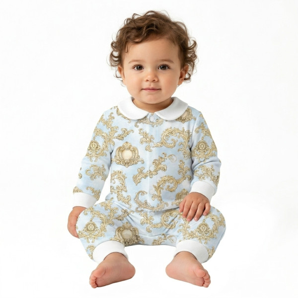 Ромпер з довгим рукавом i комірцем K060CL ROYAL BLUSH BLUE