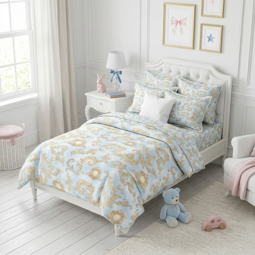 Комплект постільної білизни LIN001  ROYAL BLUSH BLUE – для дитячого та підліткового ліжечка