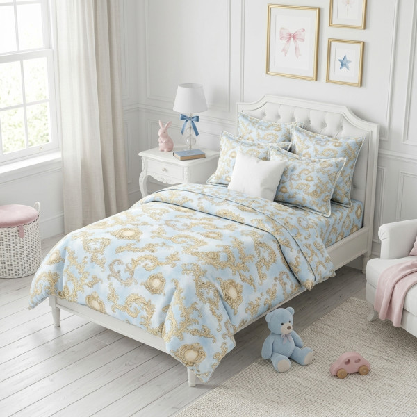 Комплект постільної білизни LIN001  ROYAL BLUSH BLUE – для дитячого та підліткового ліжечка