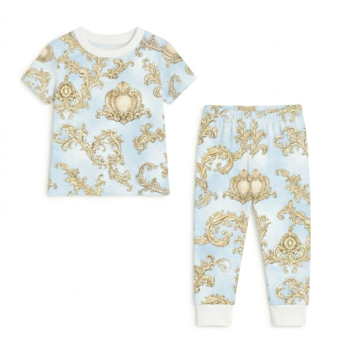 Піжама з візерунком із супіма бавовни PJ008 ROYAL BLUSH BLUE