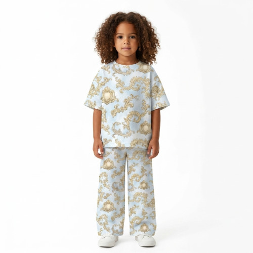 Детский сет с футболкой оверсайз и брючками палаццо  PJ030 100% Pima Cotton